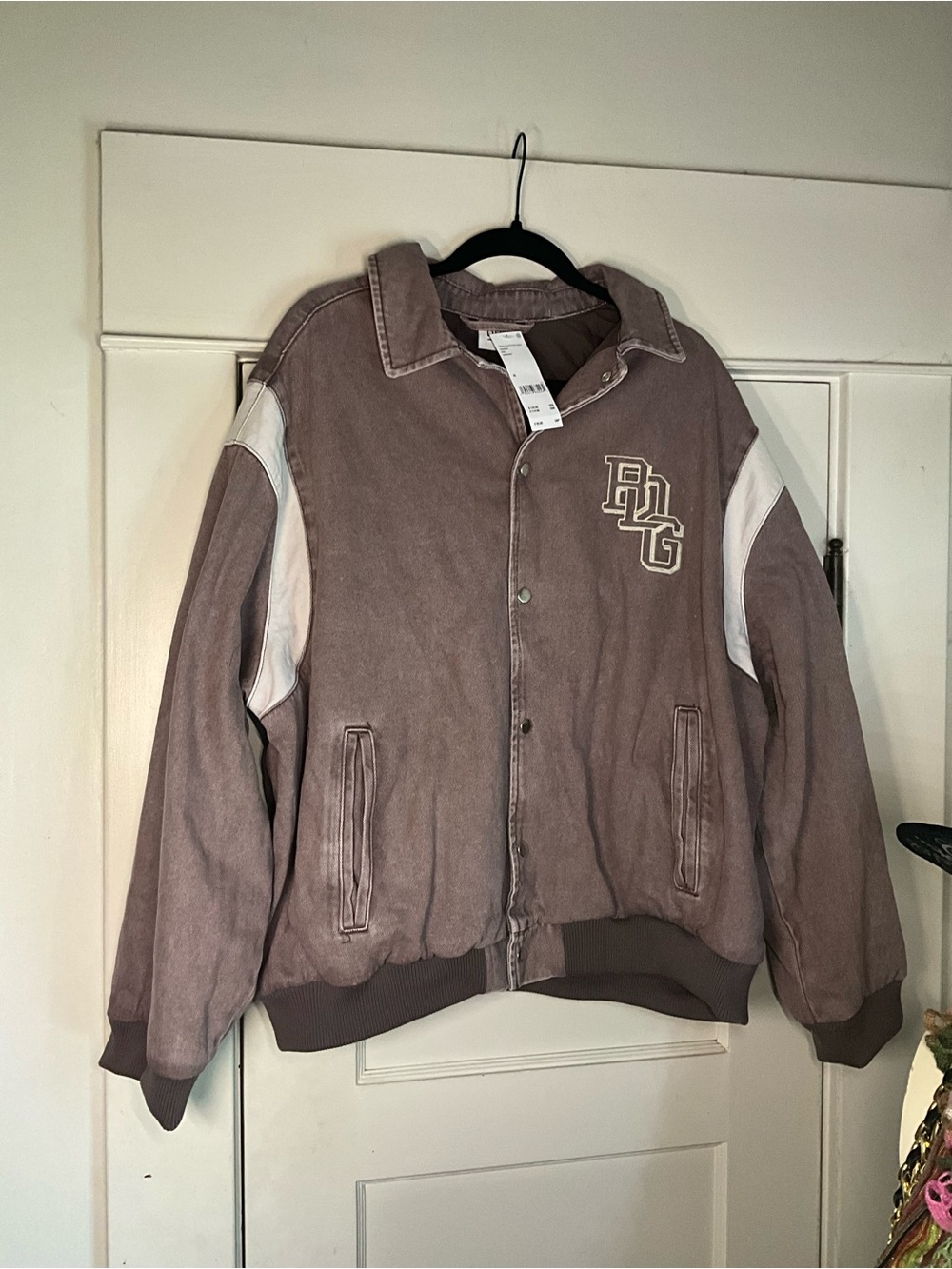 BDG Urban Outfitters Mauve Denim Varsity Jacket